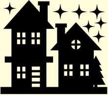 Load image into Gallery viewer, Winter Village Scene Window Silhouette