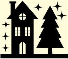 Load image into Gallery viewer, Winter Village Scene Window Silhouette
