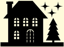 Load image into Gallery viewer, Winter Village Scene Window Silhouette