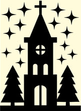 Load image into Gallery viewer, Winter Village Scene Window Silhouette