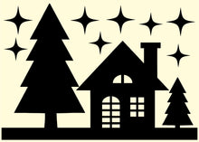 Load image into Gallery viewer, Winter Village Scene Window Silhouette