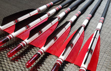 Load image into Gallery viewer, KG Premium Wooden Arrows with 4" Feathers - 5/16 Spine
