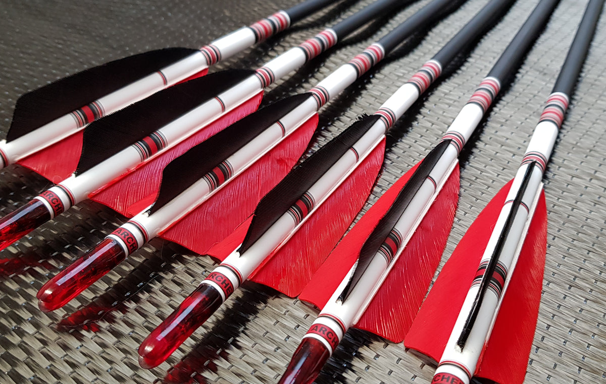 KG Premium Wooden Arrows with 4" Feathers 5/16 Spine KG Archery Ltd.