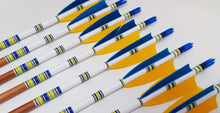 Load image into Gallery viewer, KG Premium Wooden Arrows with 3" Feathers - 5/16 Spine