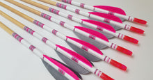 Load image into Gallery viewer, KG Premium Wooden Arrows with 3" Feathers - 5/16 Spine