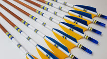 Load image into Gallery viewer, KG Premium Wooden Arrows with 3" Feathers - 11/32 Spine