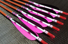Load image into Gallery viewer, KG Premium Wooden Arrows with 5" Feathers - 11/32 Spine