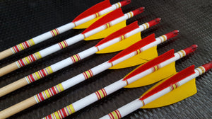 KG Premium Wooden Arrows with 3" Feathers - 11/32 Spine