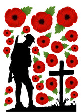 Load image into Gallery viewer, Remembrance Poppy Soldier Spitfire Window Vinyl Stickers