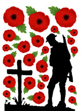 Load image into Gallery viewer, Remembrance Poppy Soldier Spitfire Window Vinyl Stickers