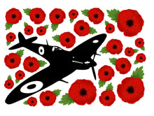 Load image into Gallery viewer, Remembrance Poppy Soldier Spitfire Window Vinyl Stickers