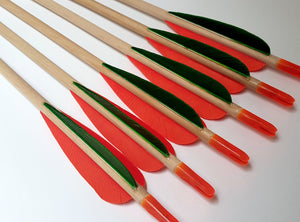 KG Standard Wooden Arrows with 5" Feathers - 5/16 Spine