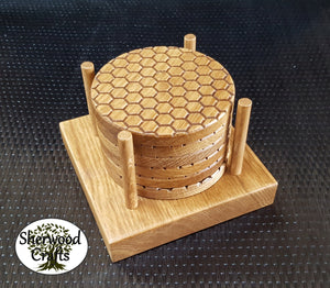Oak Coasters - Honeycomb / Bee Hive
