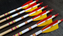 Load image into Gallery viewer, KG Premium Wooden Arrows with 3&quot; Feathers - 5/16 Spine