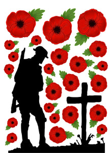 Remembrance Poppy Soldier Spitfire Window Vinyl Stickers