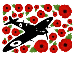 Remembrance Poppy Soldier Spitfire Window Vinyl Stickers